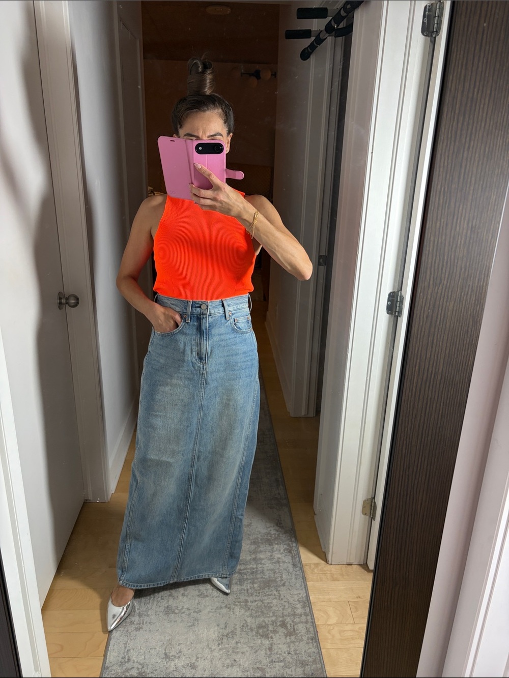 Denim Forum Light Blue Denim Maxi Skirt
